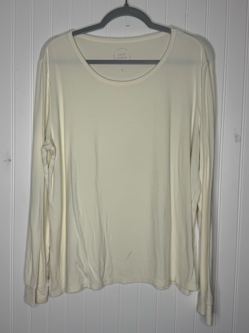 Cozy Earth Premium Bamboo Long Sleeve Ribbed Top Size Large